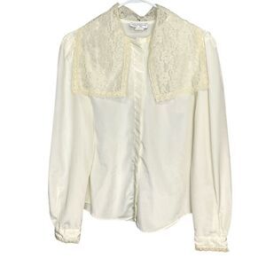 Vintage Evan Picone off white blouses size 13/14